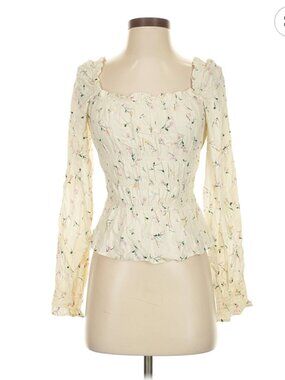 Divided by H&M Yellow Floral Squareneck Cottagecore Top
